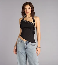Buckle Up Asymmetrical Halter Top