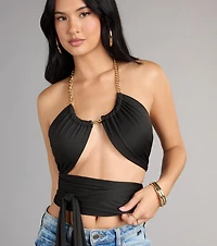 Chain Reaction Wrap Halter Top