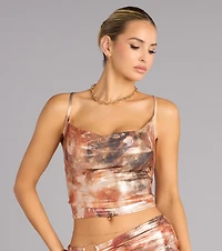 Golden Rush Metallic Cowl Neck Top