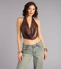 Play It Bold Faux Leather Crop Top