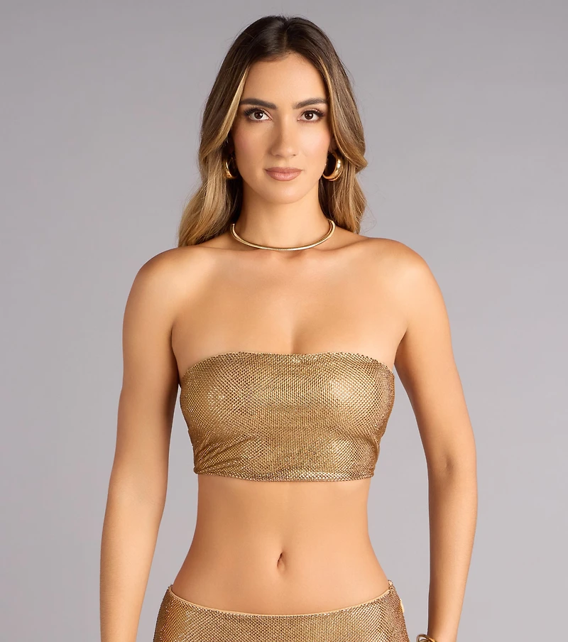 Glow Getter Rhinestone Lace-Up Tube Top