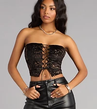 Laced Trouble Tube Crop Top