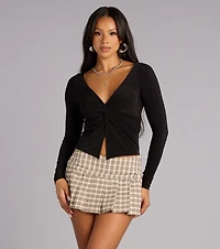 On Repeat Twist Front Top