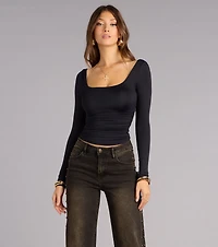 Elevated And Cute Long Sleeve Ruched Crop Top