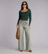 Elevated And Cute Long Sleeve Ruched Crop Top