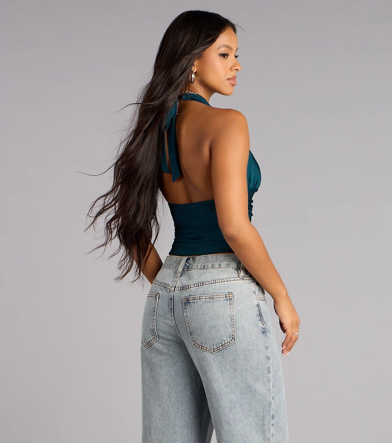 Serving Vibes Halter Crop Top