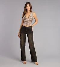 Main Event Snake Print Halter Crop Top