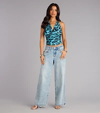 Fierce Instinct Leopard Print Open Back Halter Top