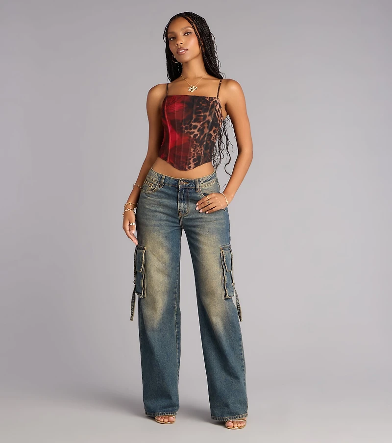 Wild At Heart Floral Leopard Bustier