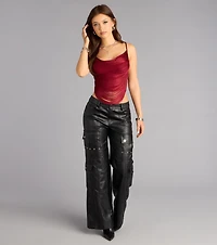 First Look Fringe Cowl Neck Top