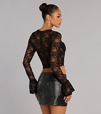 Secrets Out Lace Long Sleeve Bustier