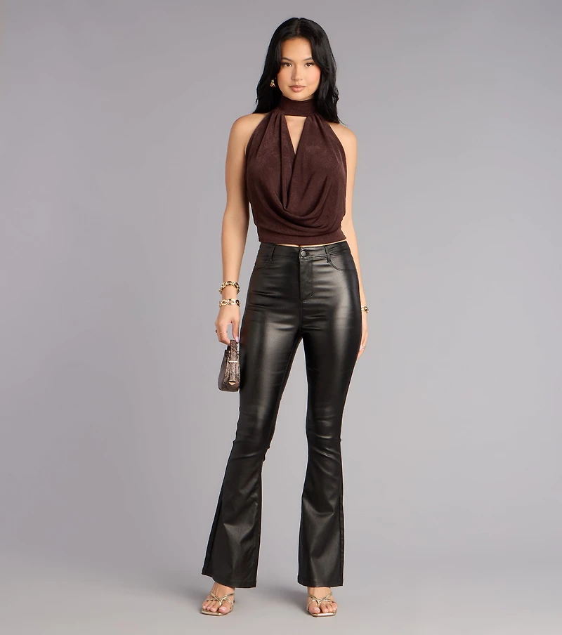 Bold Allure Cowl Neck Open Back Top