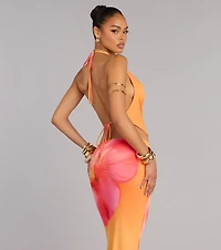 Sunset Mood Tropical Floral Halter Top