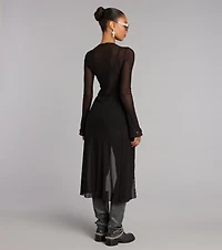 Night Mode Lace Up Mesh Long Top