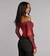 Work Of Art Abstract Long Sleeve Crop Top