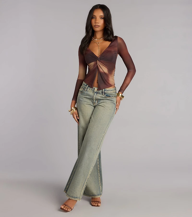 Twist of Fate Abstract Flyaway Long Sleeve Top