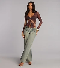 Twist of Fate Abstract Flyaway Long Sleeve Top