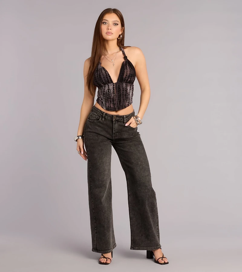 Serving Confidence Velvet Burnout Halter Top