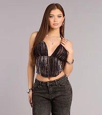 Serving Confidence Velvet Burnout Halter Top
