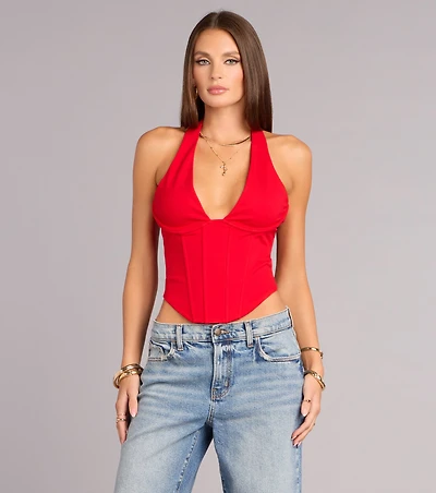 Sculpted Intent Ponte Halter Corset Top