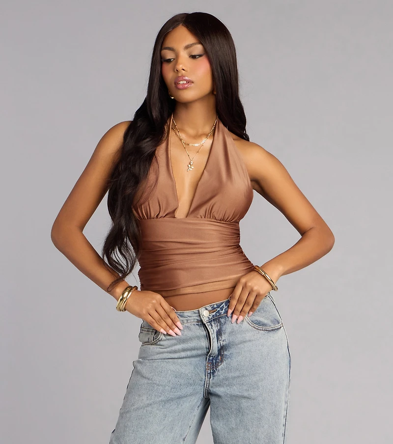 Serving Vibes Halter Crop Top