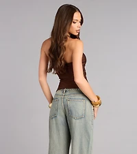 Caught Plans Halter Crop Top