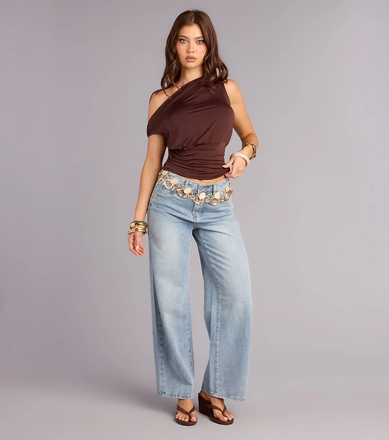 Off Script One-Shoulder Crop Top