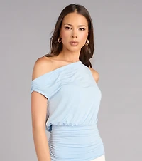 Effortlessly Elevated Ruched One-Shoulder Top