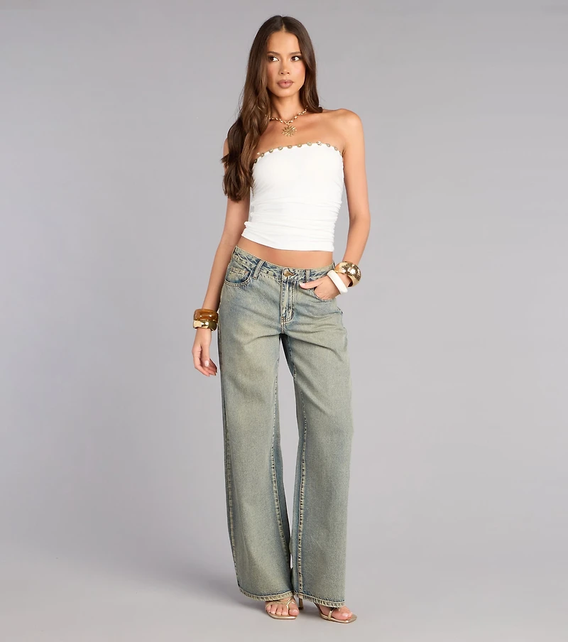 Plans Set Tube Button Crop Top