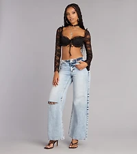 So Romantic Lace Long Sleeve Crop Top