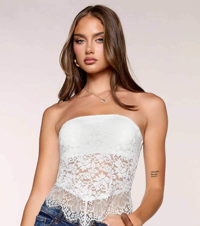 Chic Fave Sheer Lace Tube Top