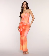 Blooming Agenda Floral Mesh Strapless Bustier