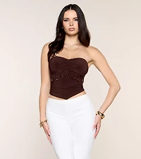 Made To Move Beaded Fringe Tube Top