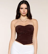 Made To Move Beaded Fringe Tube Top