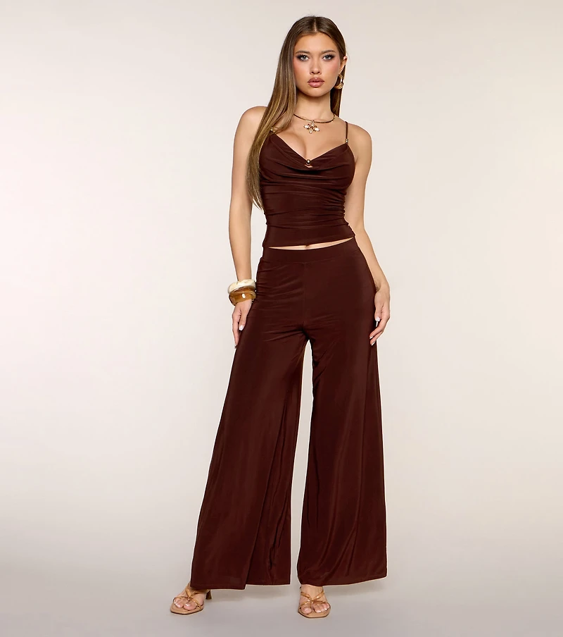 Effortless Chic Beaded Cowl Neck Top