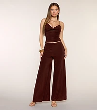 Effortless Chic Beaded Cowl Neck Top