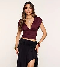 Cafe Run Plunge Neck Crop Top