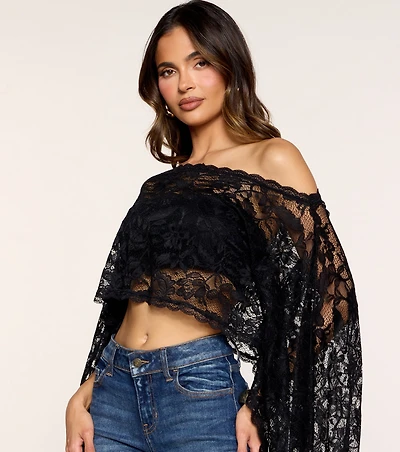Soft Romance Floral Lace Poncho Top