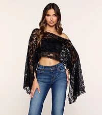 Soft Romance Floral Lace Poncho Top