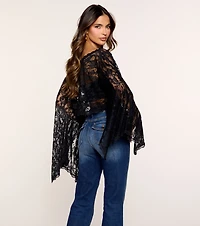 Soft Romance Floral Lace Poncho Top