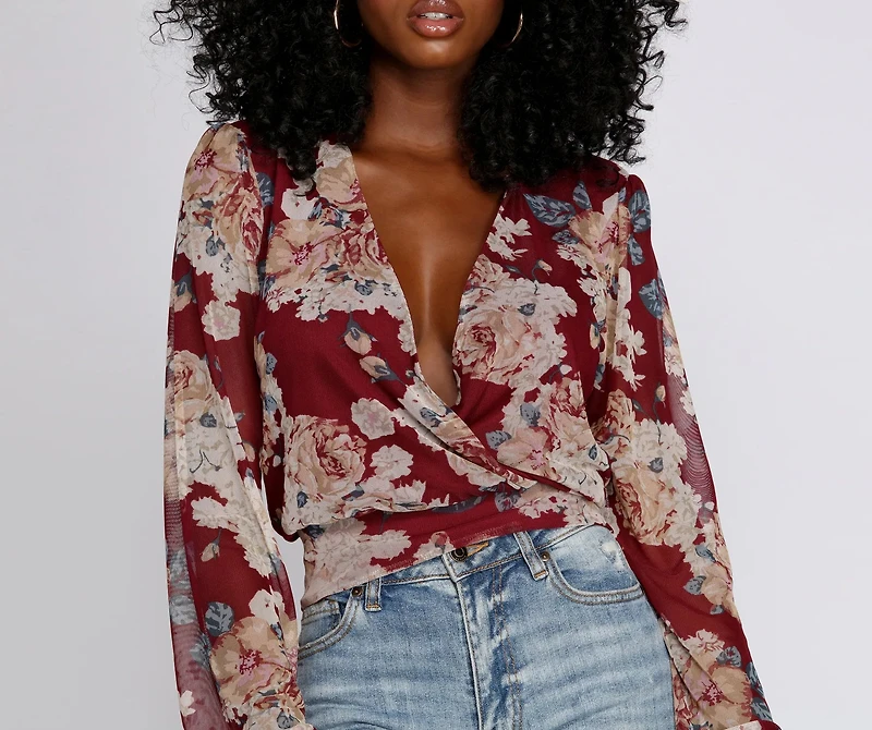 Nothing But Love Mesh Floral Surplice