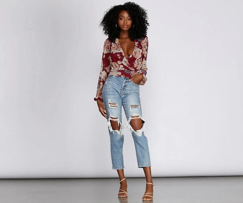 Nothing But Love Mesh Floral Surplice