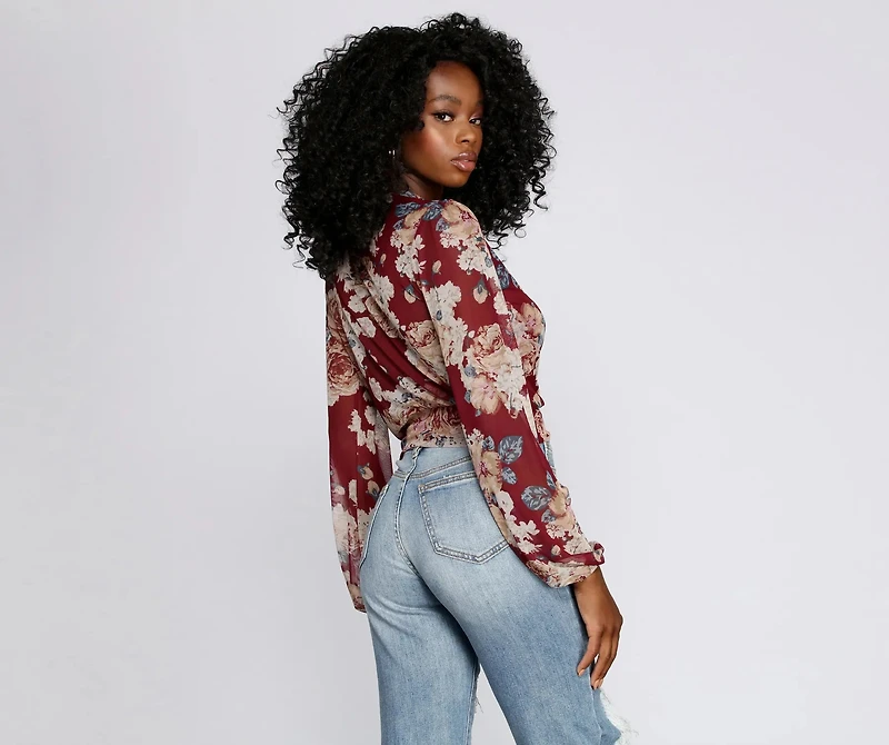 Nothing But Love Mesh Floral Surplice