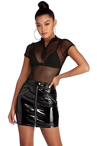 Mesh With The Zip Bodysuit