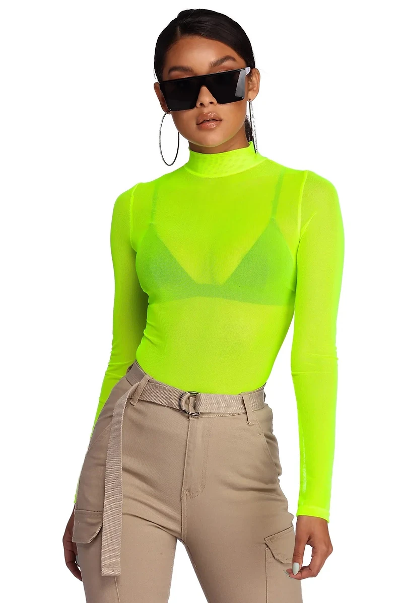 Level Up Neon Mesh Top