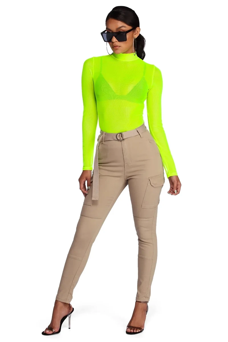 Level Up Neon Mesh Top