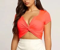 Twisted Notch Front Crop Top