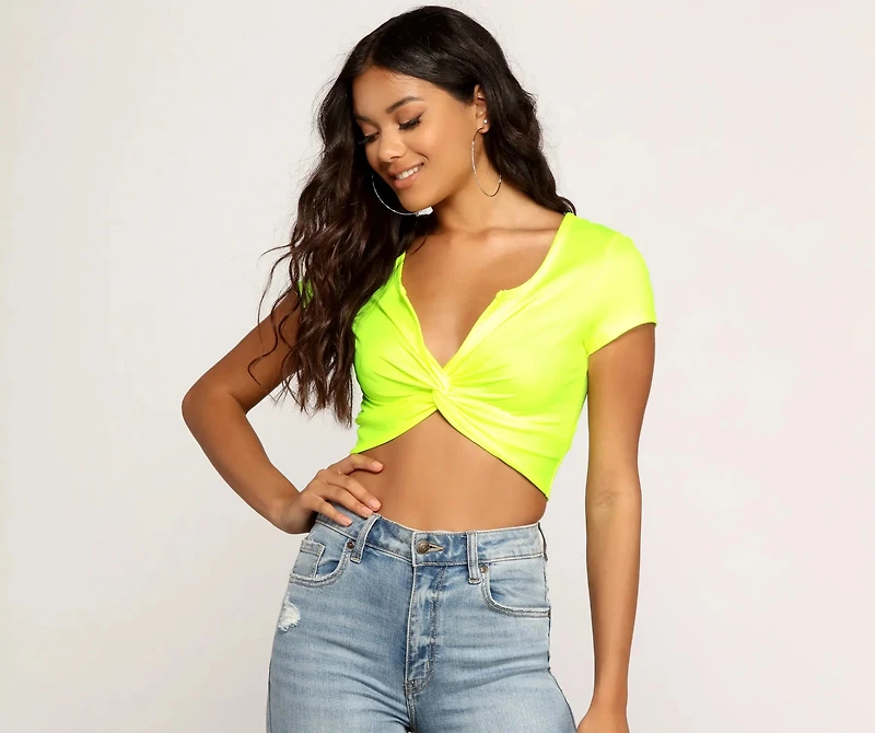 Twisted Notch Front Crop Top