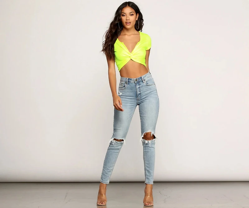 Twisted Notch Front Crop Top