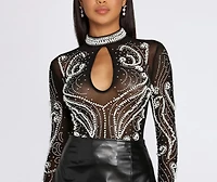 Pearls On Sheer Bodysuit